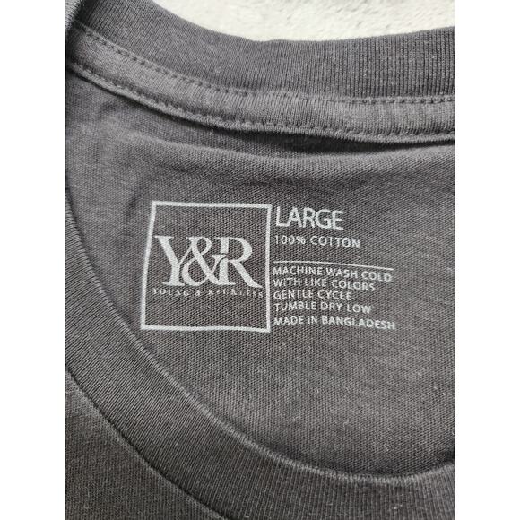 Young & Reckless Los Angeles Crew Neck Short Sleeve Logo Tee Size L Black White - Picture 3 of 7